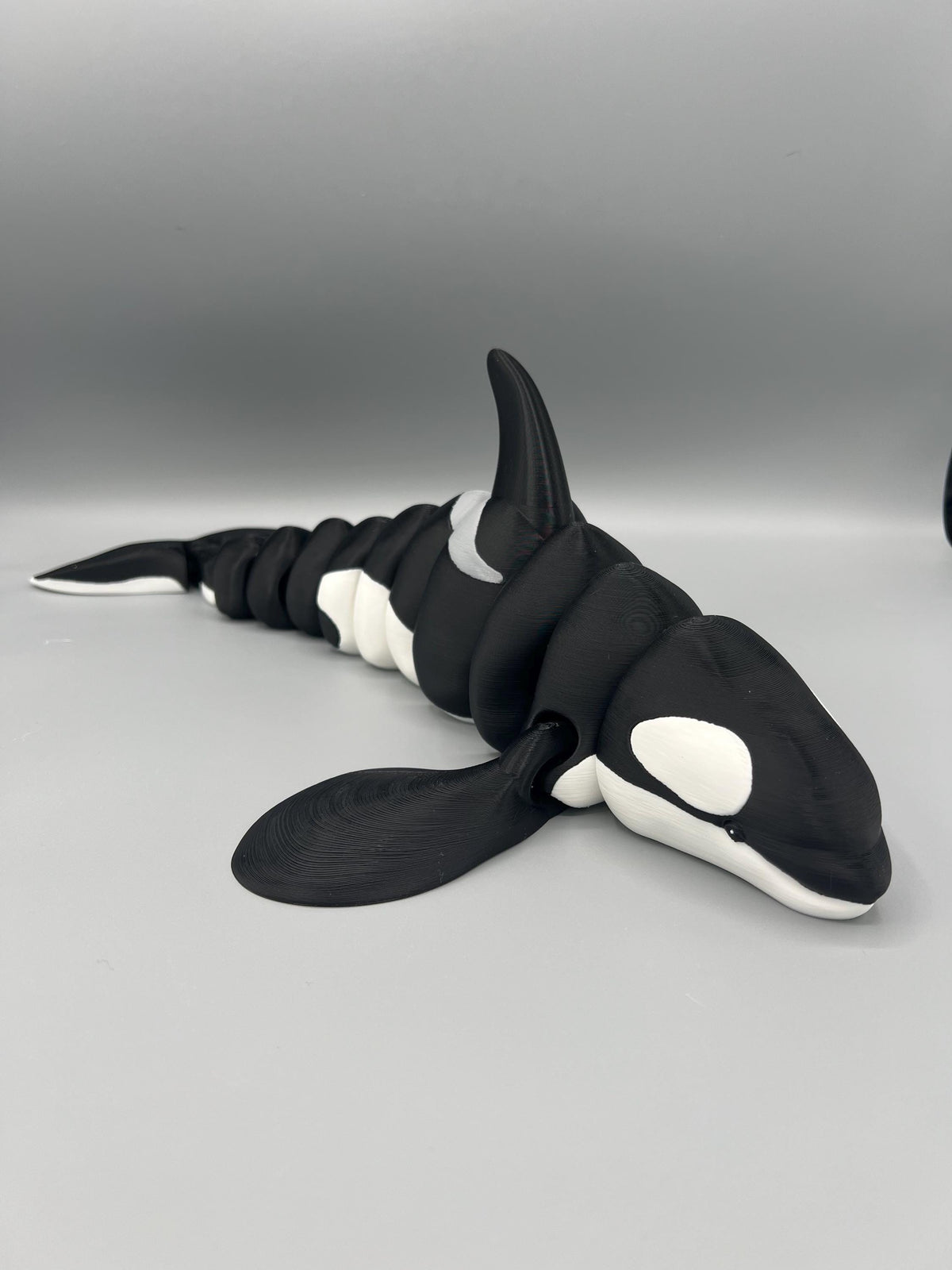 3D Printed Flexi Orca Whale: Articulated Fidget Toy, Custom Colors