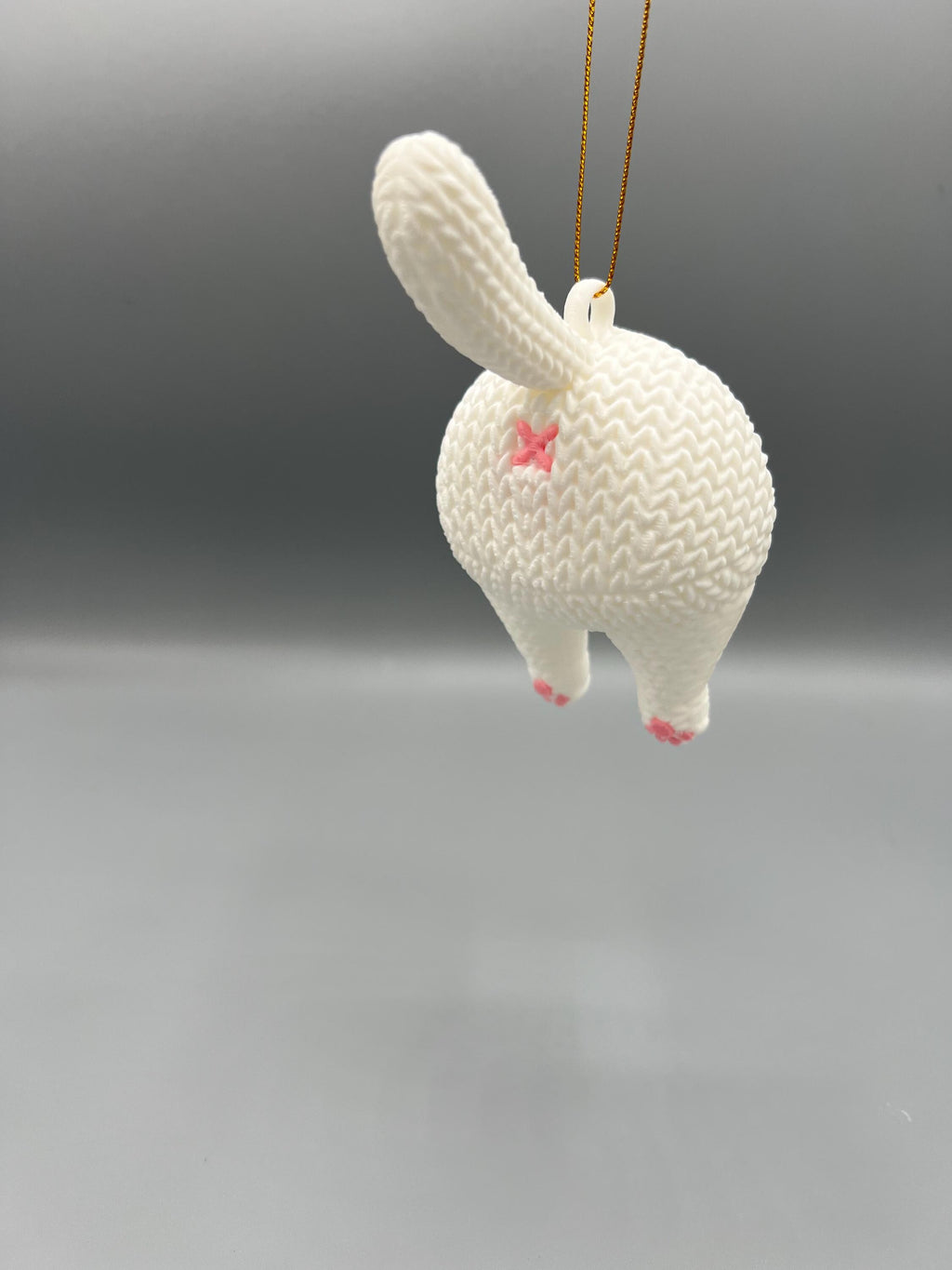 3D Printed Knitted Cat Butt Christmas Ornament: Funny Holiday Decor
