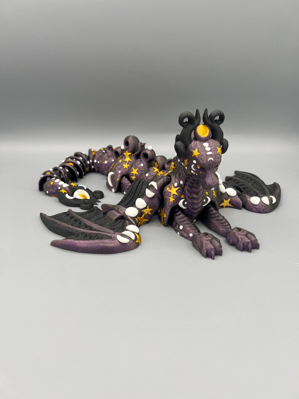 3D Printed Galaxy Dragon Fidget Toy: Articulated Lunar Figurine