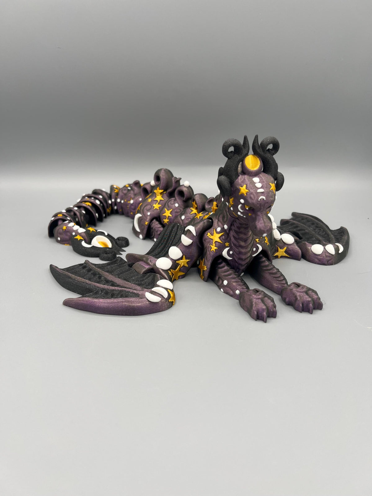 3D Printed Galaxy Dragon Fidget Toy: Articulated Lunar Figurine