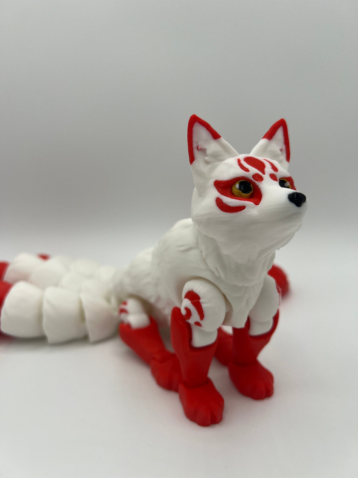 3D Printed Kitsune Figurine: Articulated Flexible Fidget Toy