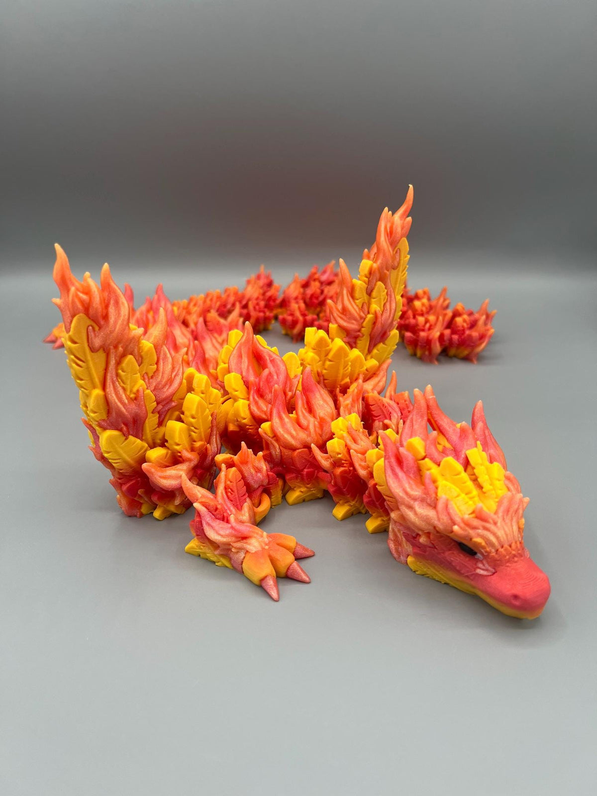 Articulating Phoenix Dragon | 23" Flexi Fidget Toy, Sunrise Gradient PLA, Poseable Fantasy Collectible