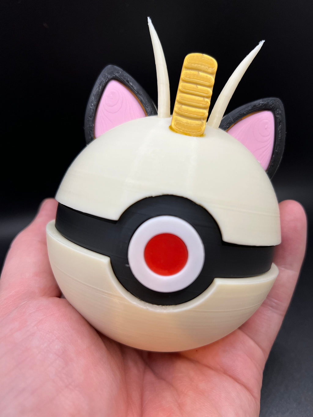 Meowth Pokeball: 3D Printed Cat Ball Figurine