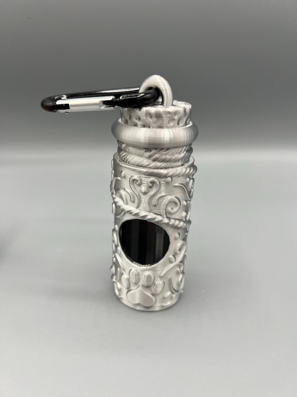 3D Printed Dog Poop Bag Holder: Paw Print Design, Carabiner Clip
