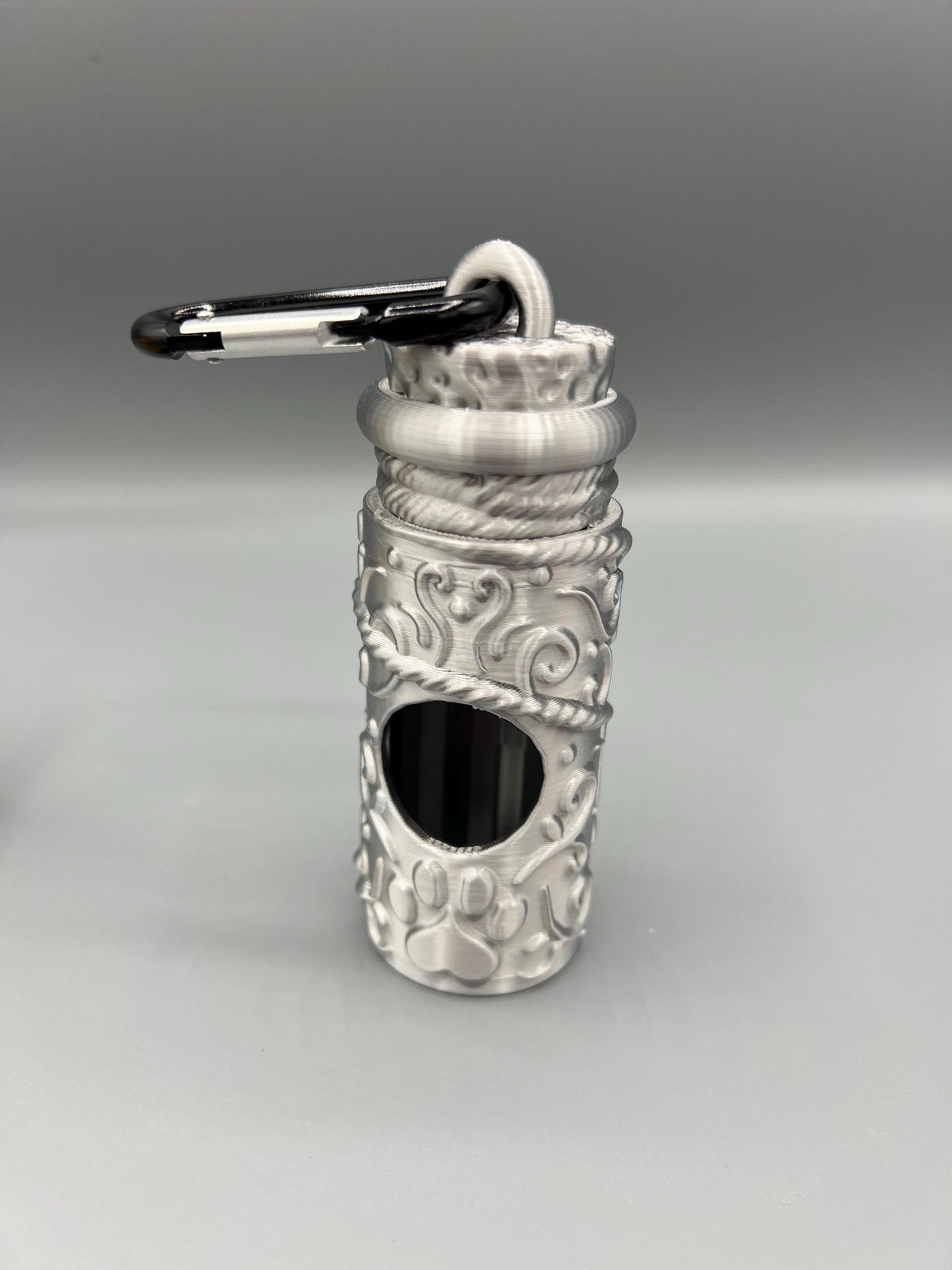 3D Printed Dog Poop Bag Holder: Paw Print Design, Carabiner Clip