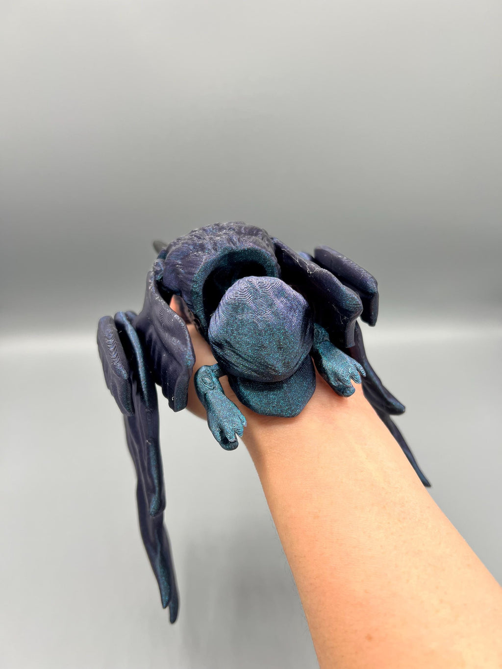 Flexi Bat Figurine: Articulating 3D Printed Burnt Titanium Shimmer Toy