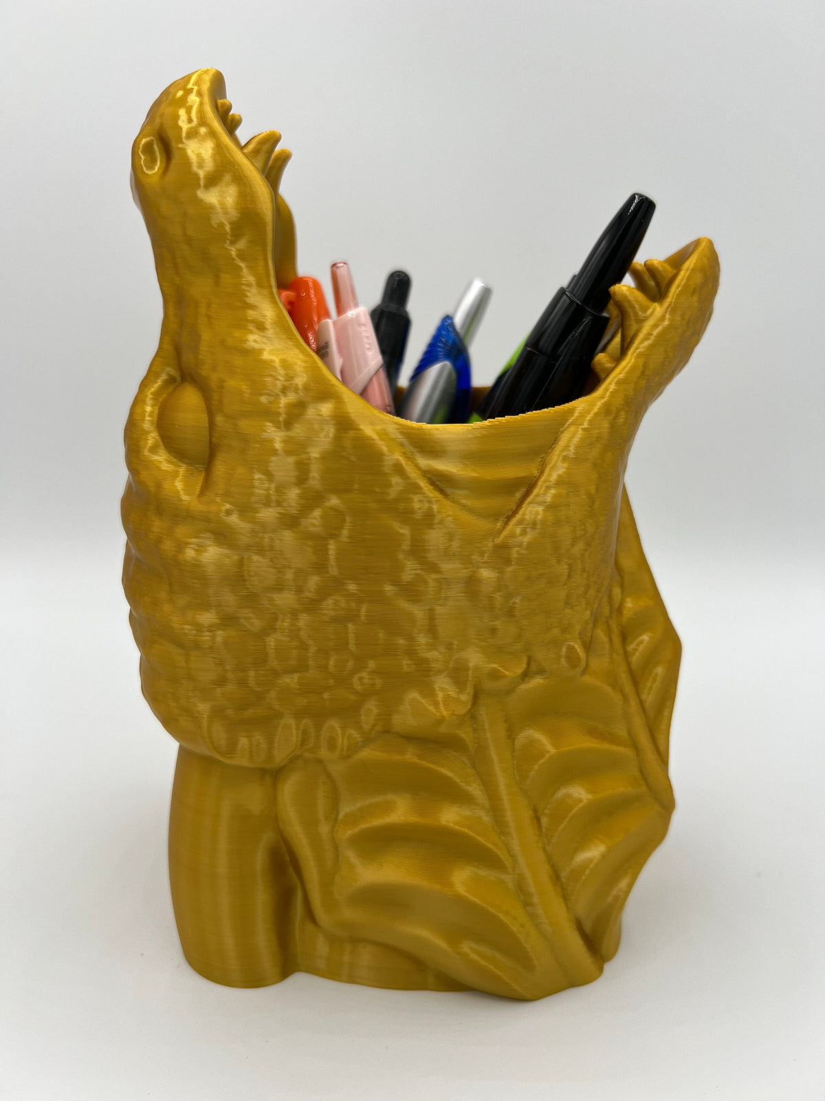 3D Printed Dragon Head Pen Holder: Medieval Desk Organizer