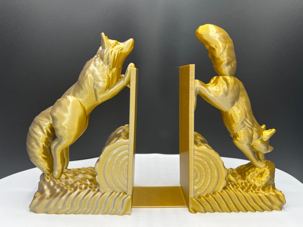 3D Printed Jumping Fox Bookends: Books & Game Storage