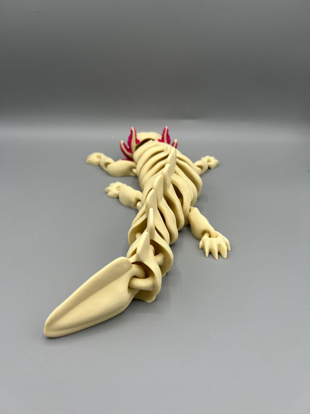 3D Printed Articulating Axolotl Toy: Albino Style Fidget
