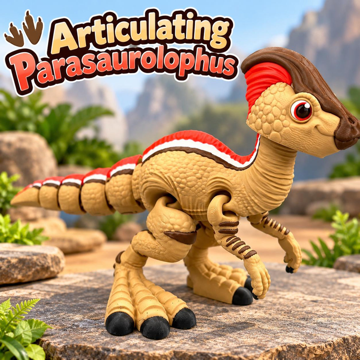 3D Printed Flexi Parasaurolophus Dinosaur Fidget Toy