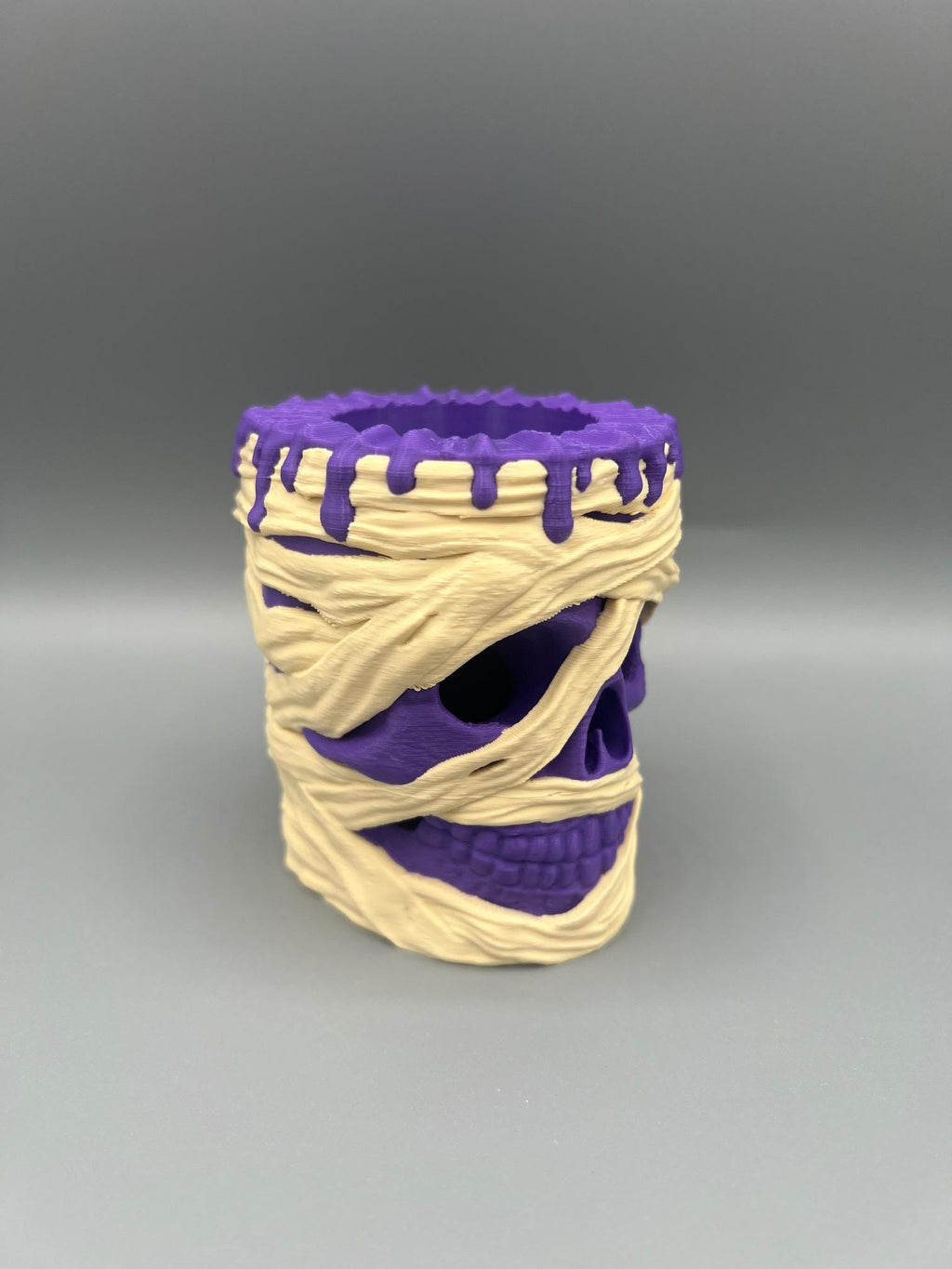 3D Printed Mummy Tealight Holder – Spooky Halloween Decor, Glowing Eyes & Nose