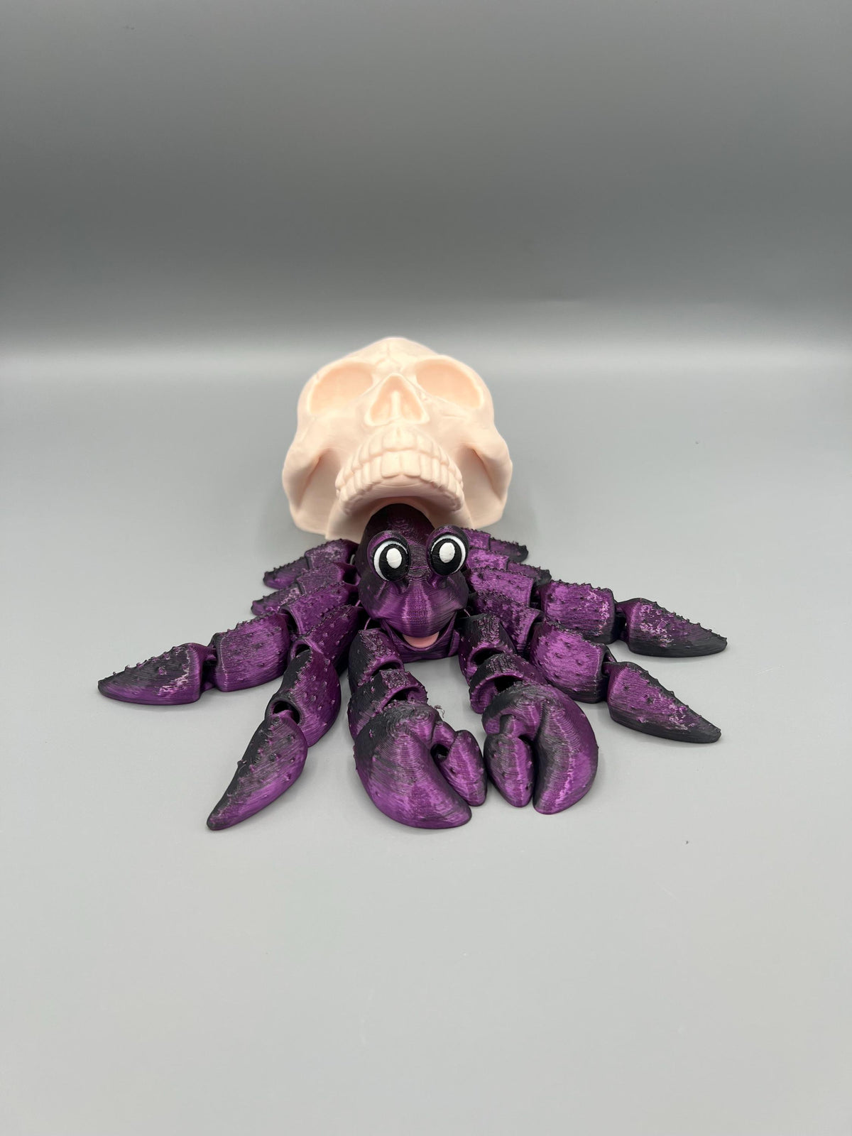 3D Printed Articulating Hermit Crab: Halloween, Skull, or Trash Can