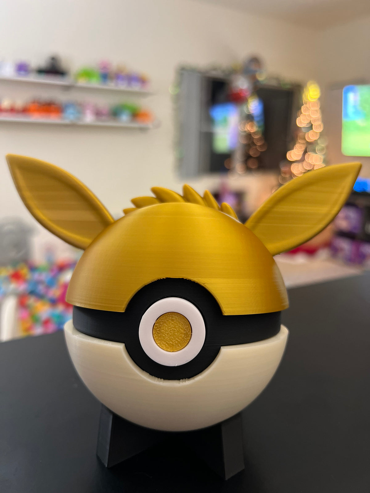 Eevee Pokeball: Golden Fox, 3D Printed Anime Decor
