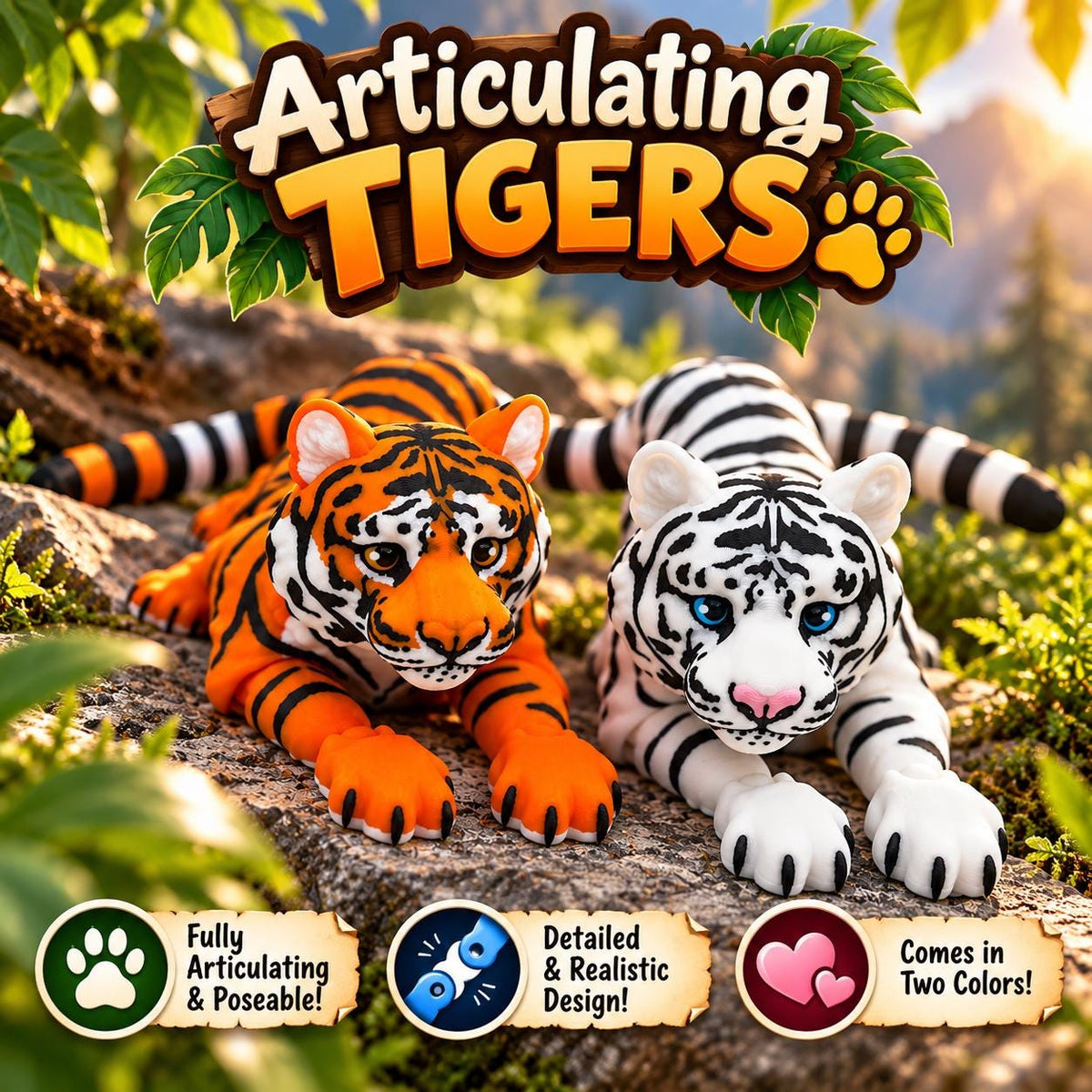 15in Flexi Articulating Tiger: 3D Printed Fidget Toy