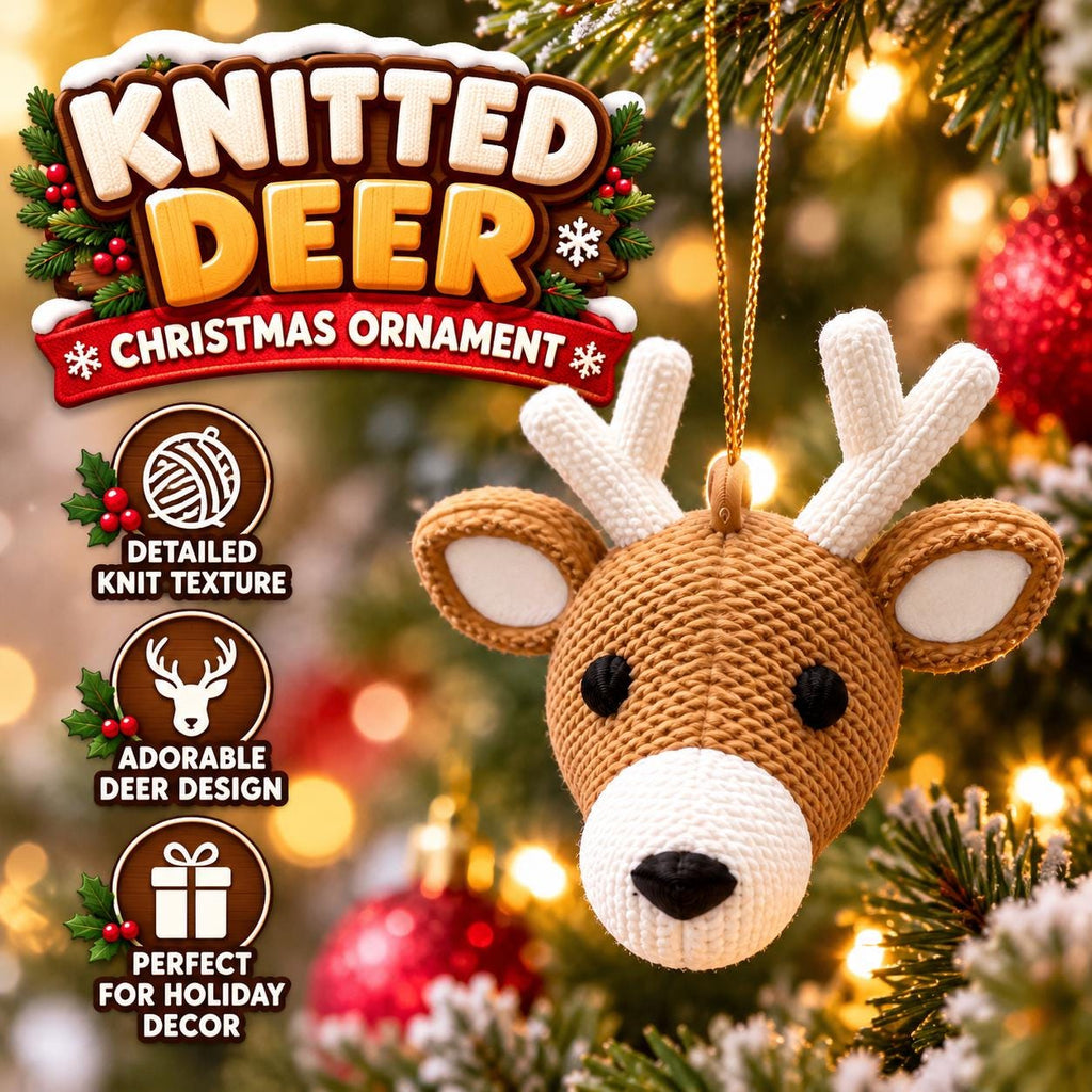 3D Printed Knitted Deer Christmas Ornament: Festive Tree Hanging