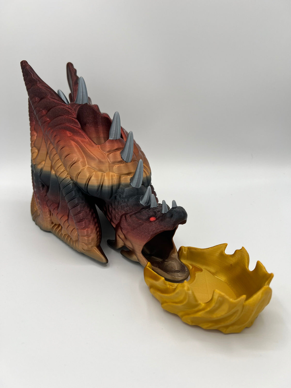Fire Wyvern Dice Tower: 3D Printed Tri-Color Dragon Gaming Accessory