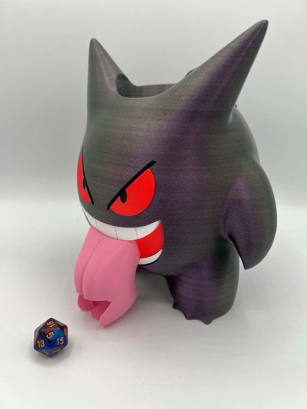 Gengar Themed Dice Tower 20mm - DnD - Gift for Pokemon Fans - Board Games - Dice Tower - Tile Games - Anime Fanart - Tongue Out - Dice
