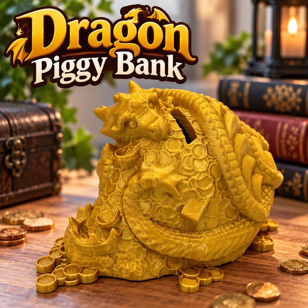 3D Printed Dragon Piggy Bank: Silky Gold Coin Storage