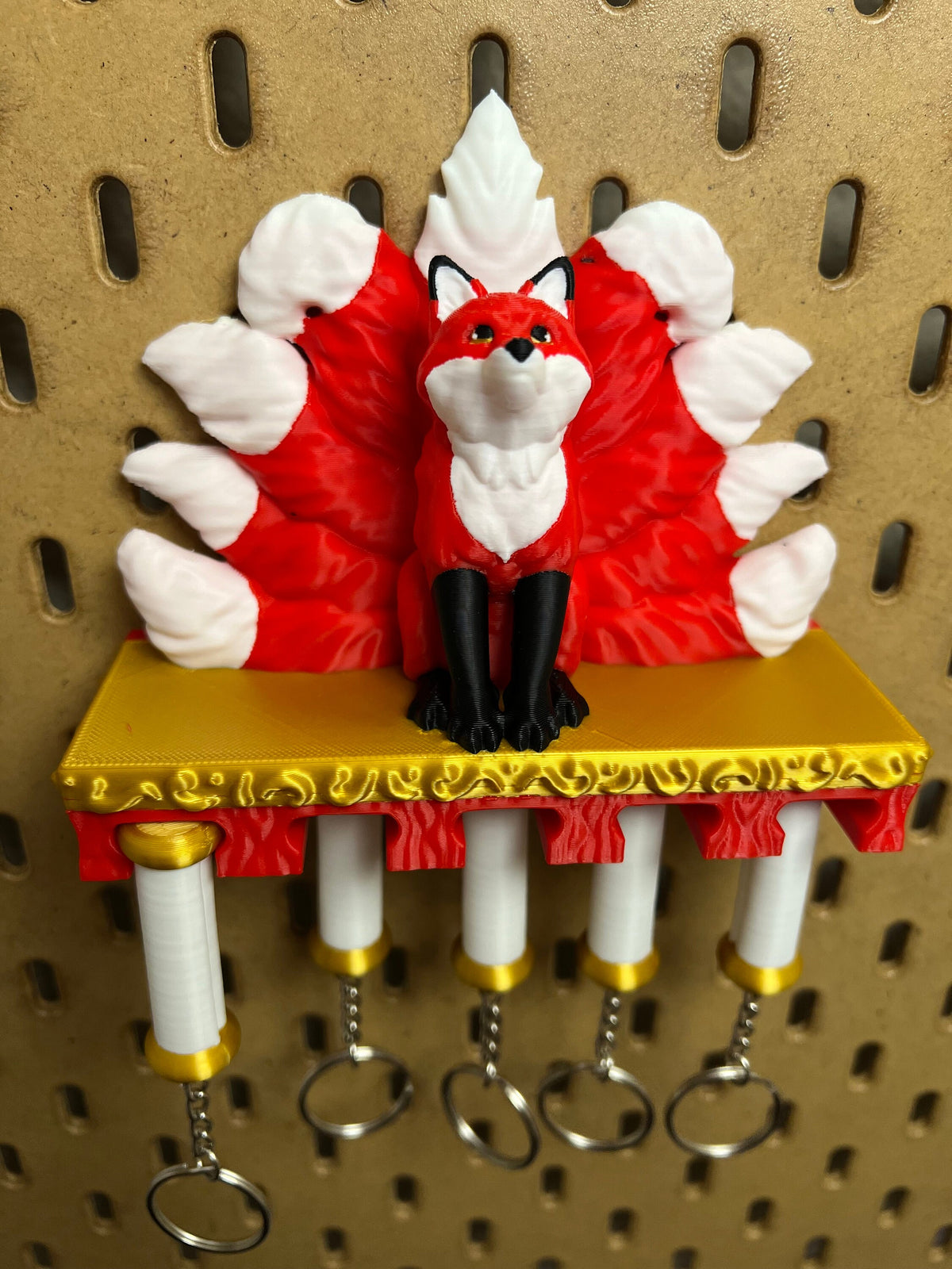 Kitsune Fox Keychain Hanger: 3D Printed Wall Decor, Key Storage