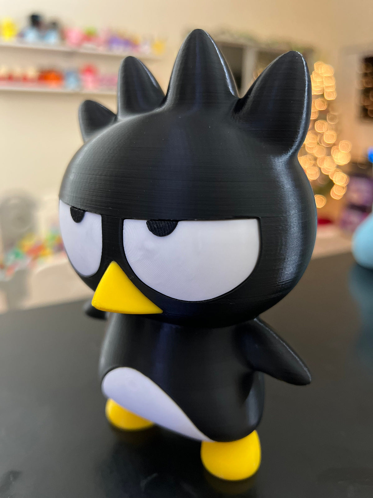 3D Printed Black Penguin Figurine: Unamused Desk Decor