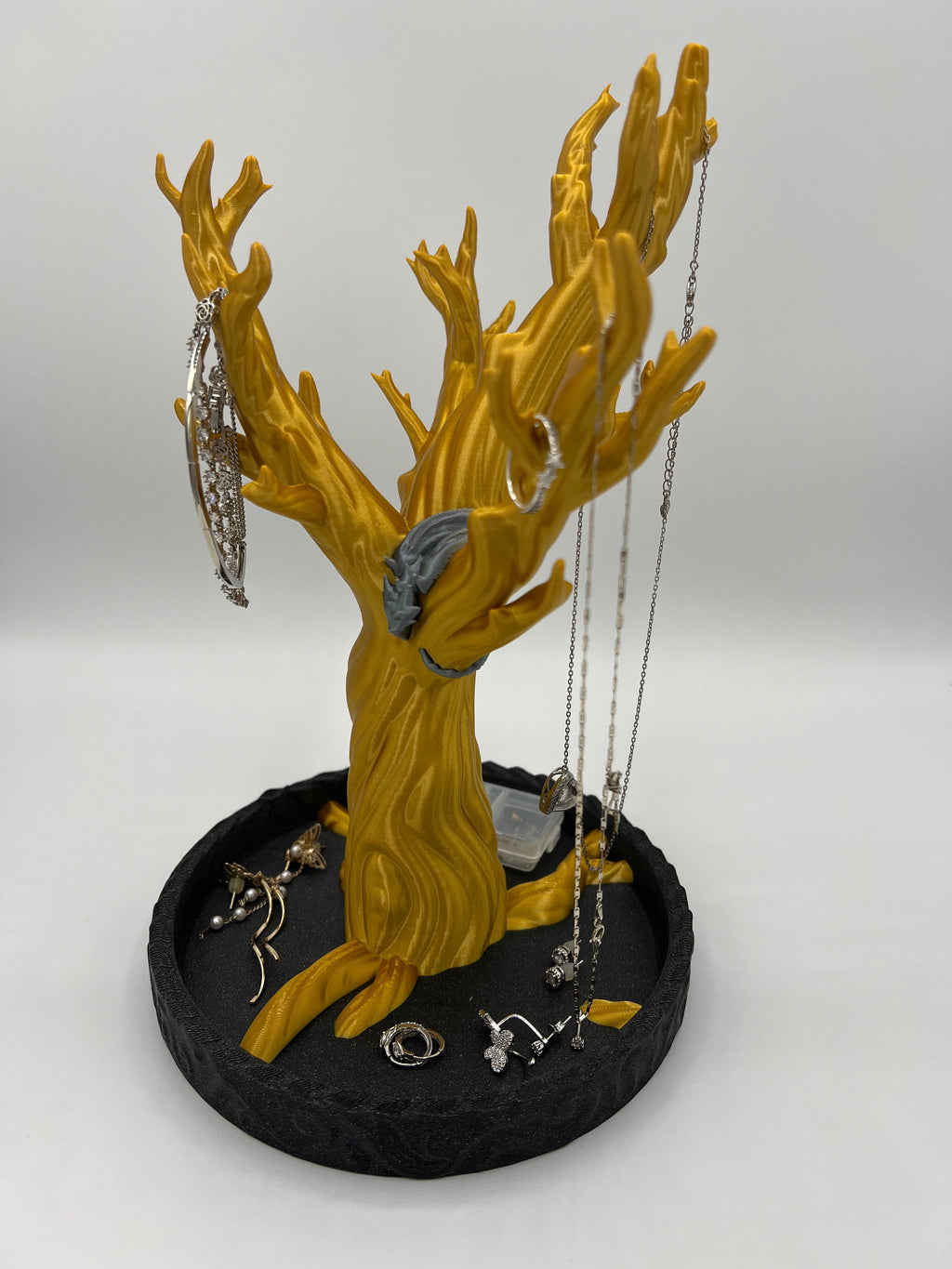 Gold Dragon Jewelry Tree: 3D Printed Ring & Necklace Holder