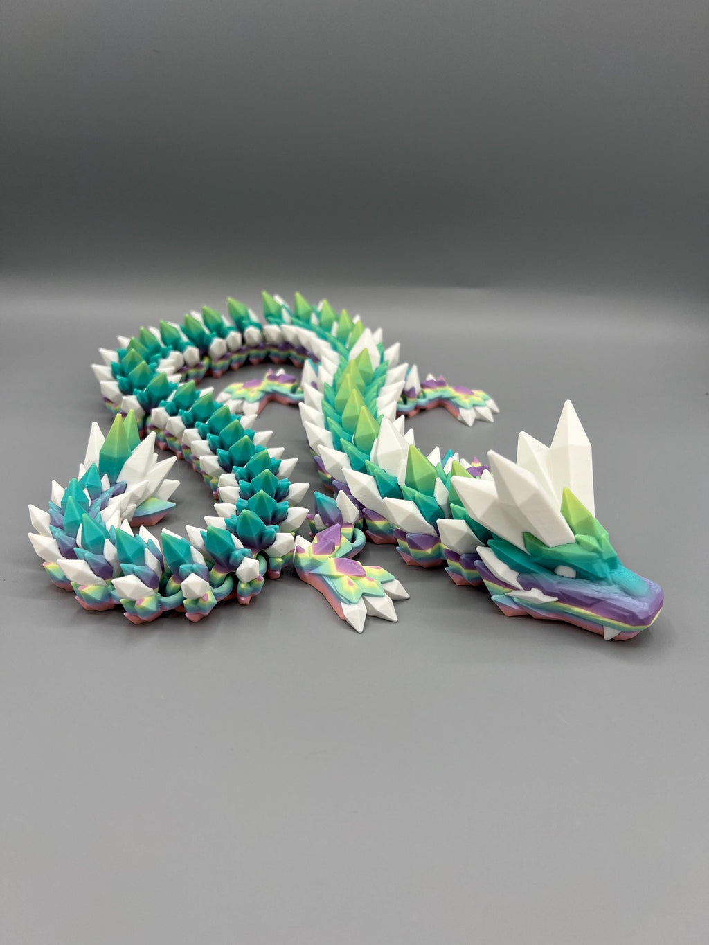 3D Printed Articulated Crystal Dragon: Rainbow Fidget Desk Toy
