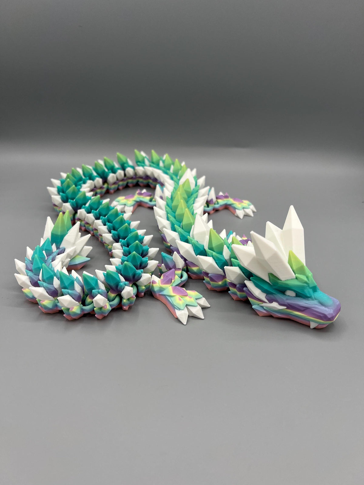 3D Printed Articulated Crystal Dragon: Rainbow Fidget Desk Toy