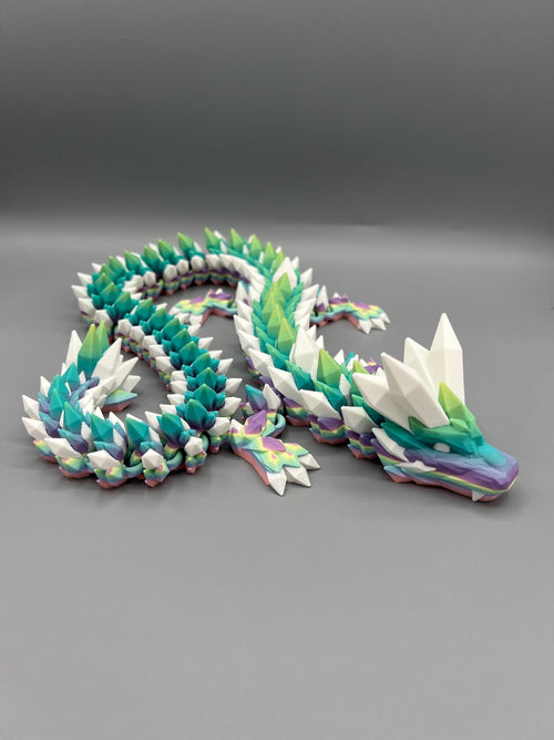 3D Printed Articulated Crystal Dragon: Rainbow Fidget Desk Toy