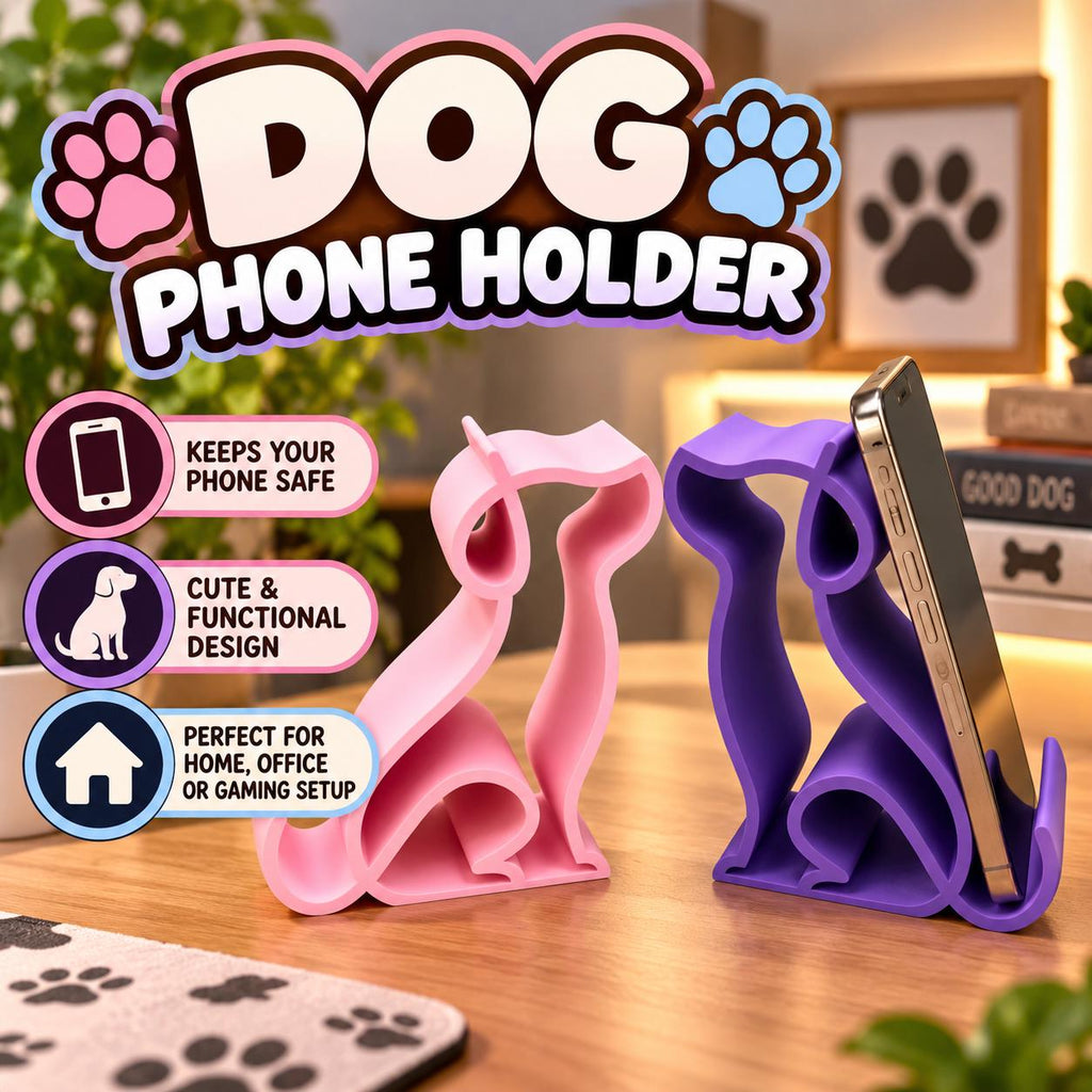 3D Printed Dog Phone Holder | Sitting Pup Desk Stand | Animal Lover Gift