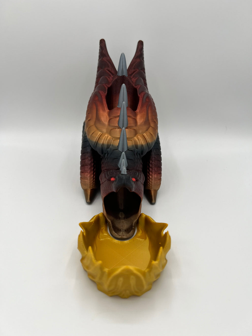 Fire Wyvern Dice Tower: 3D Printed Tri-Color Dragon Gaming Accessory