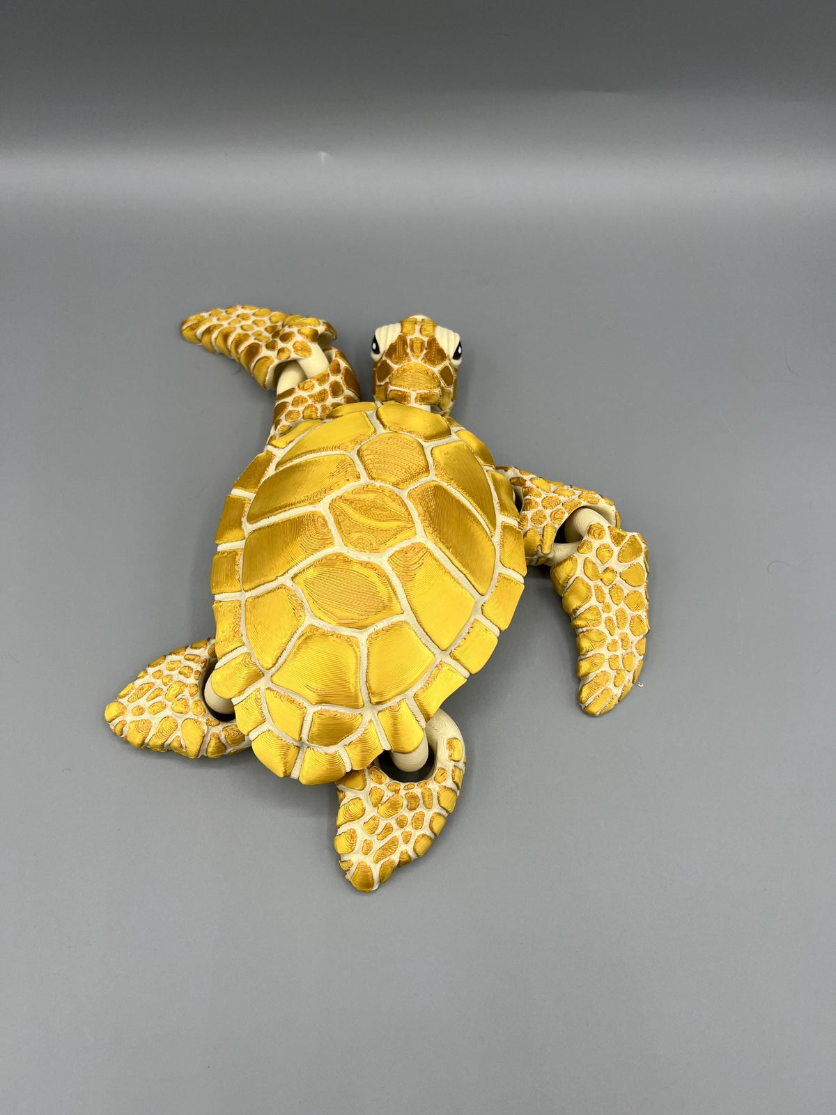 3D Printed Articulating Sea Turtle: Gold Silk Flexi Fidget Toy