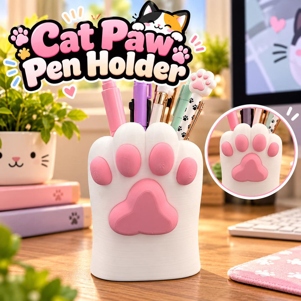 Cat Paw Pen Holder: 3D Printed Kawaii Desk Organizer