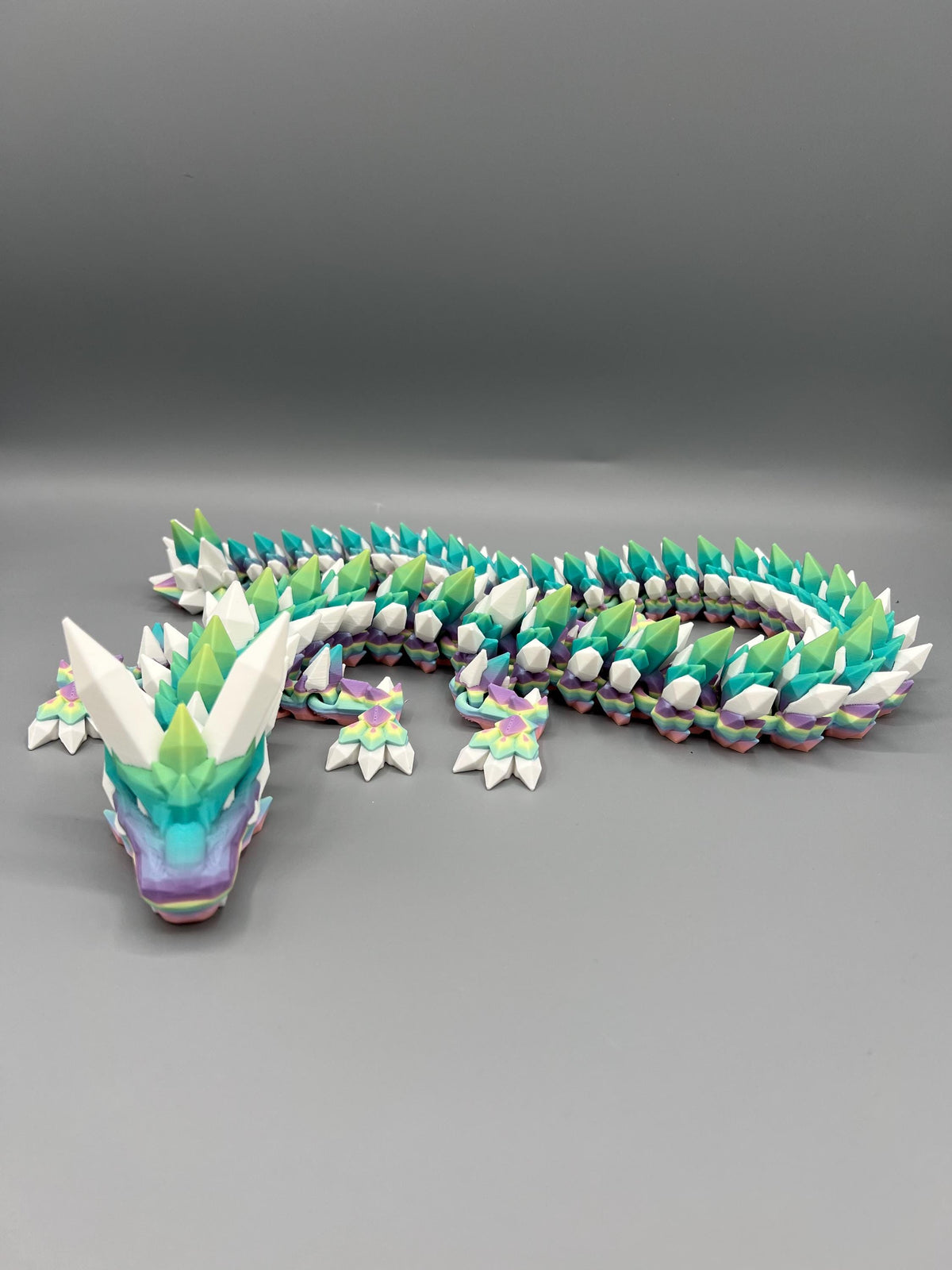 3D Printed Articulated Crystal Dragon: Rainbow Fidget Desk Toy