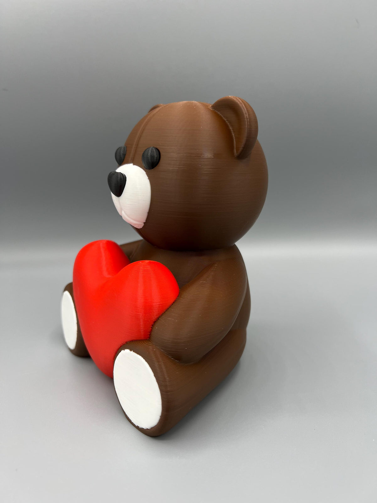 3D Printed Teddy Bear with Heart - Customizable Colors