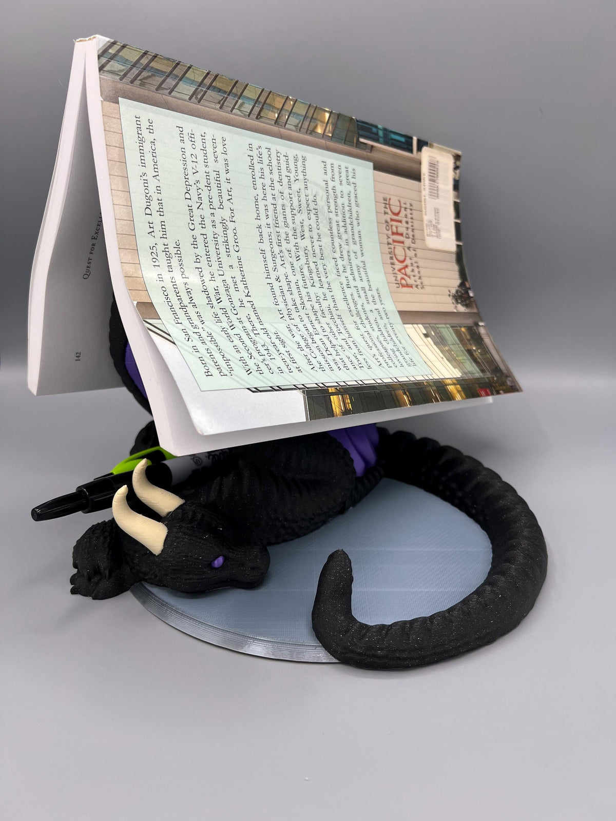 3D Printed Dragon Book Stand & Desk Organizer | Fantasy Decor