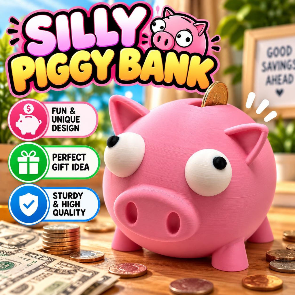 3D Printed Silly Piggy Bank: Pink Coin Storage