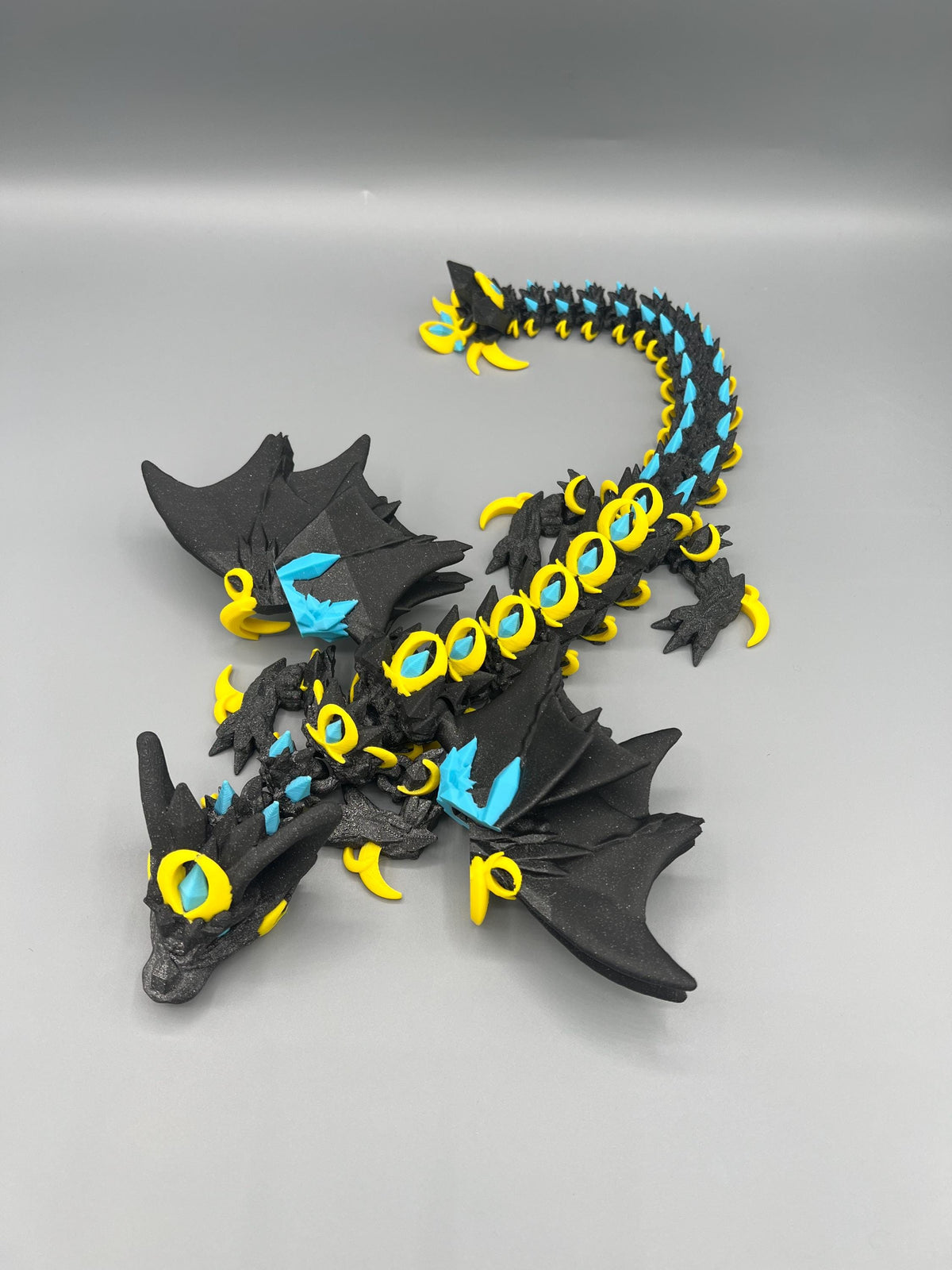 Articulating Nightwing Dragon: 3D Printed Galaxy Black Fantasy Figurine