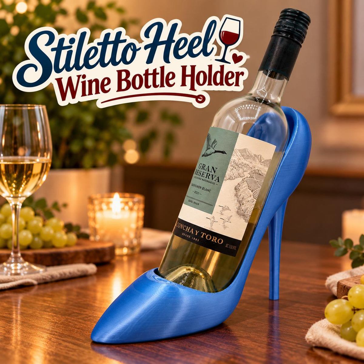 3D Printed Stiletto Heel Wine Bottle Holder: Novelty Drink Accessory