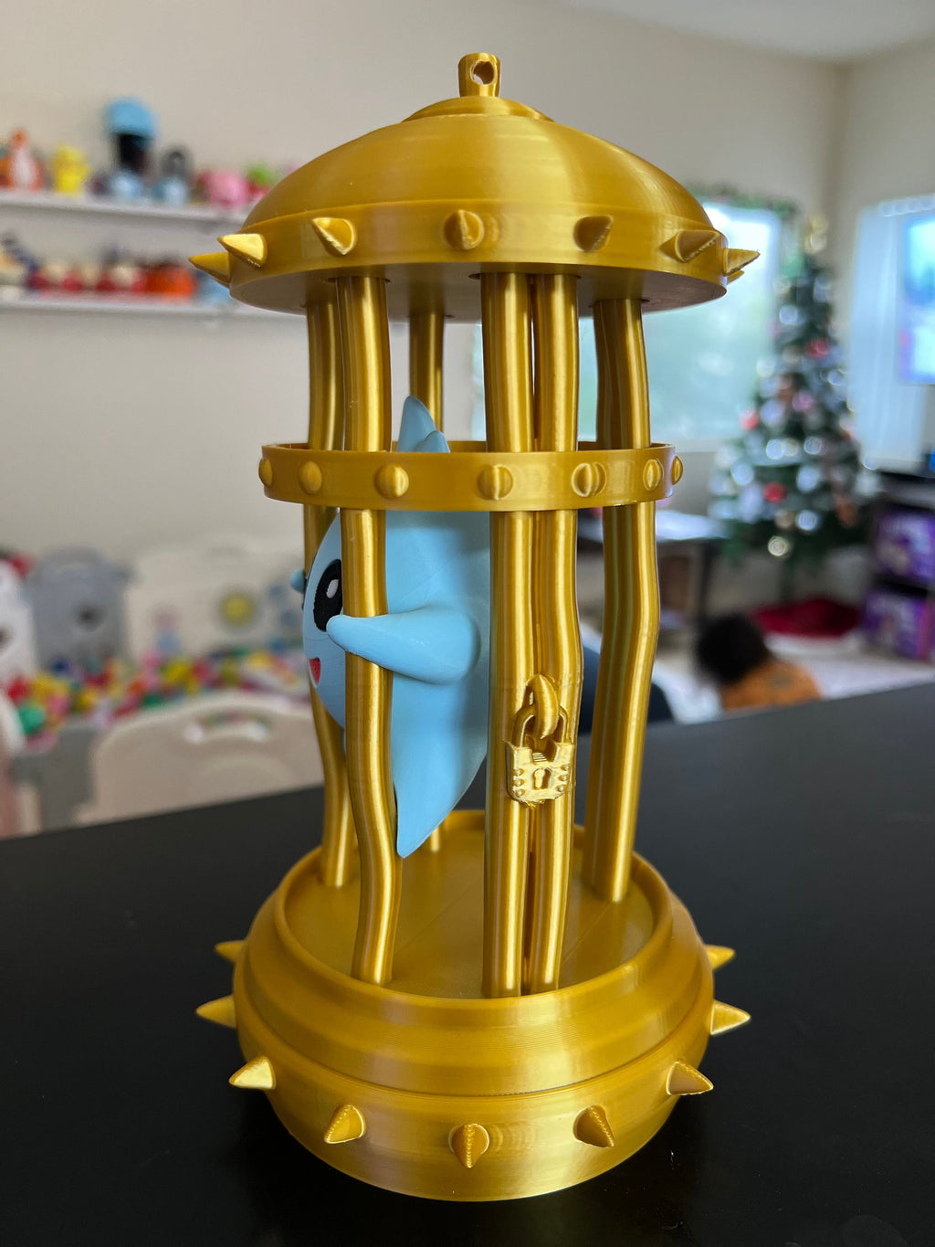 Luma in Gold Cage: Super Mario Fan Gift, 3D Printed Desk Ornament