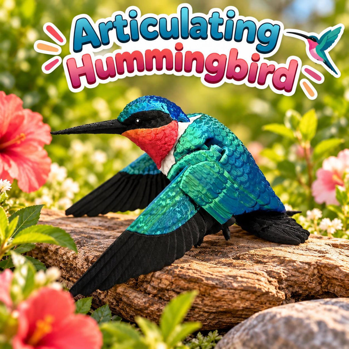 3D Printed Flexi Hummingbird: Shimmering Bird Fidget Toy