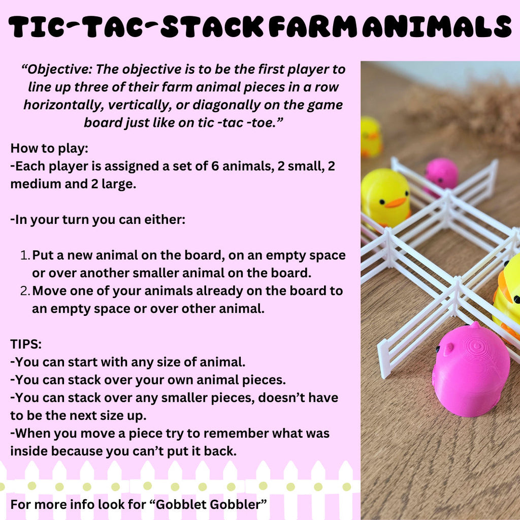 Tic Tac Stack Farm Animal Game: Stacking Toy with Barn