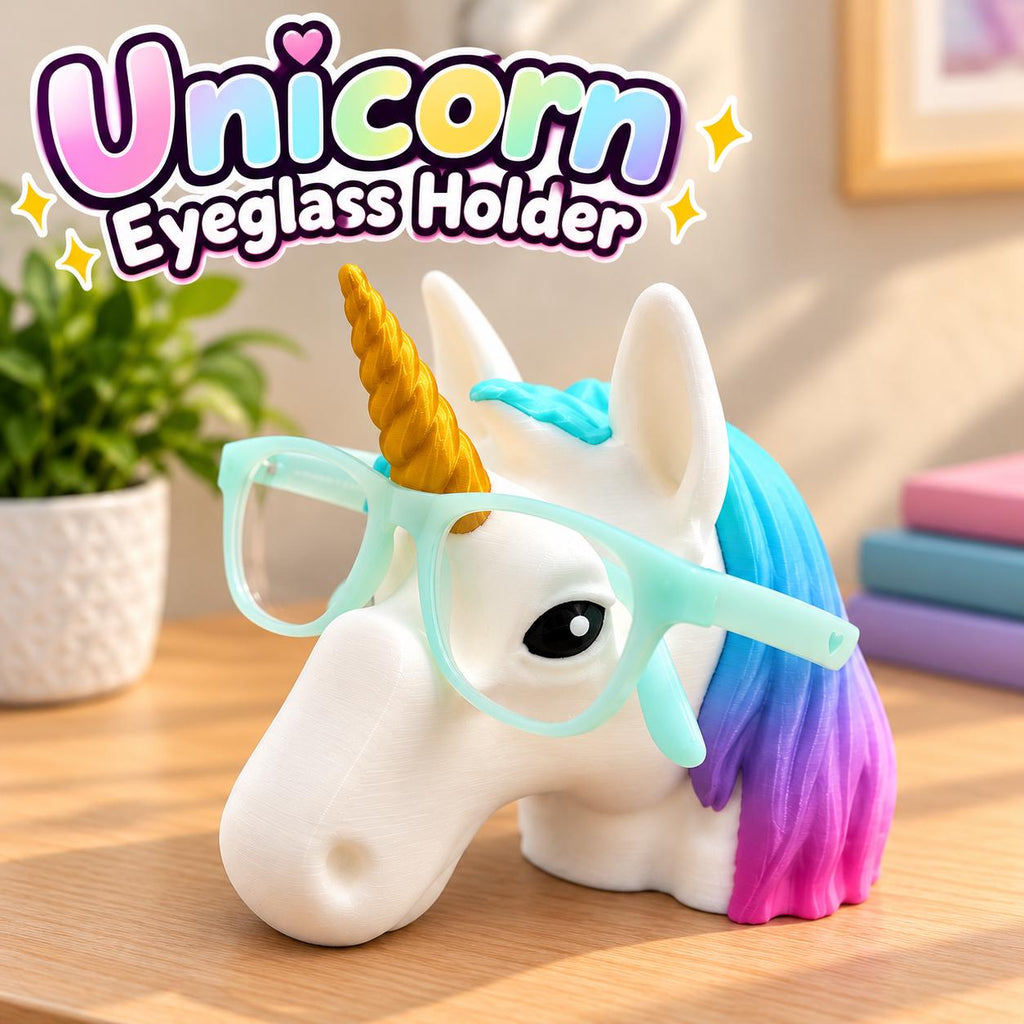 3D Printed Unicorn Eyeglass Holder: Rainbow Mane Desk Decor