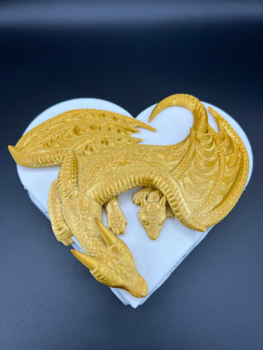 3D Printed Dragon Heart Jewelry Box: Gold Dragon, Medieval Storage