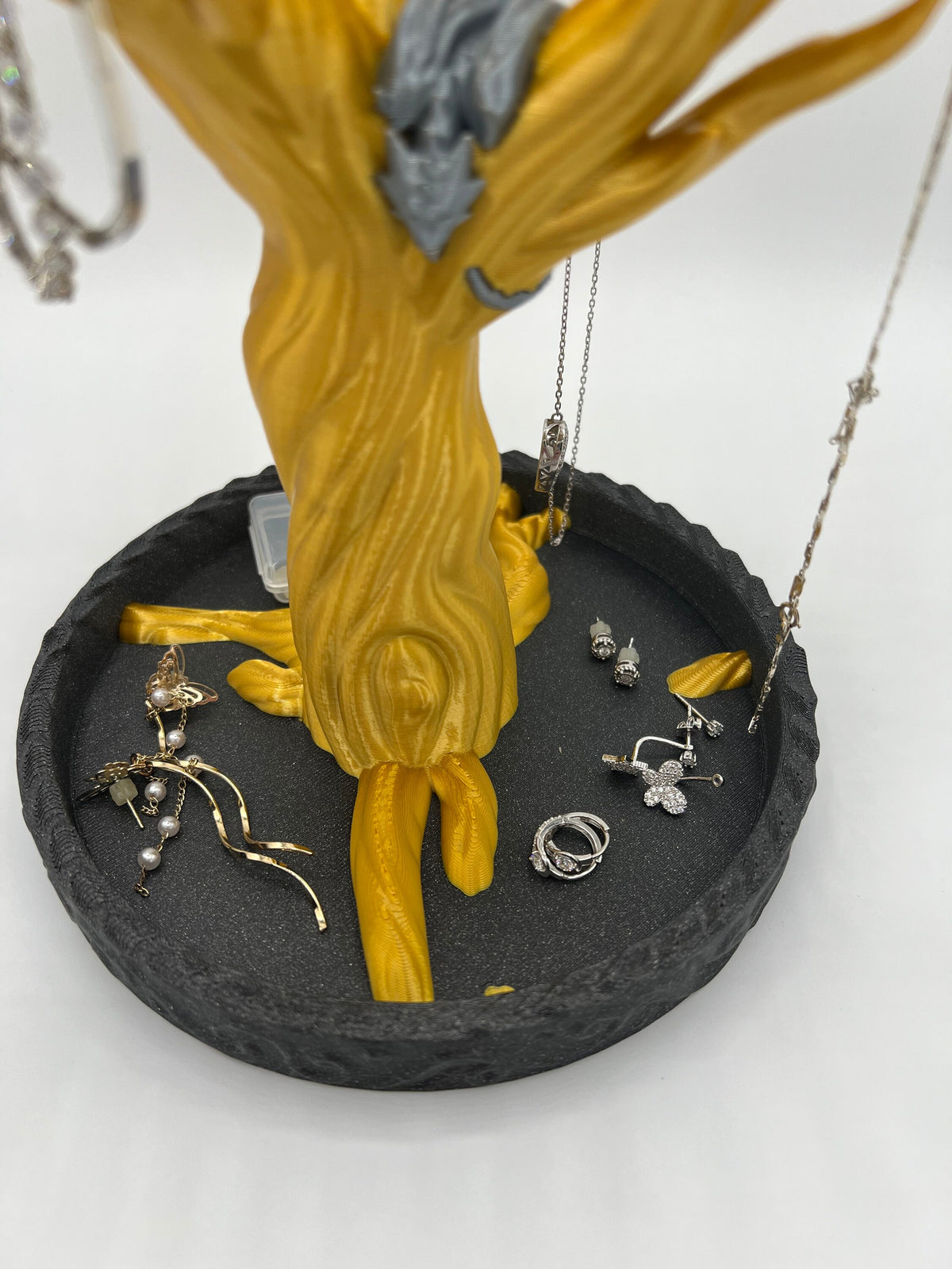 Gold Dragon Jewelry Tree: 3D Printed Ring & Necklace Holder