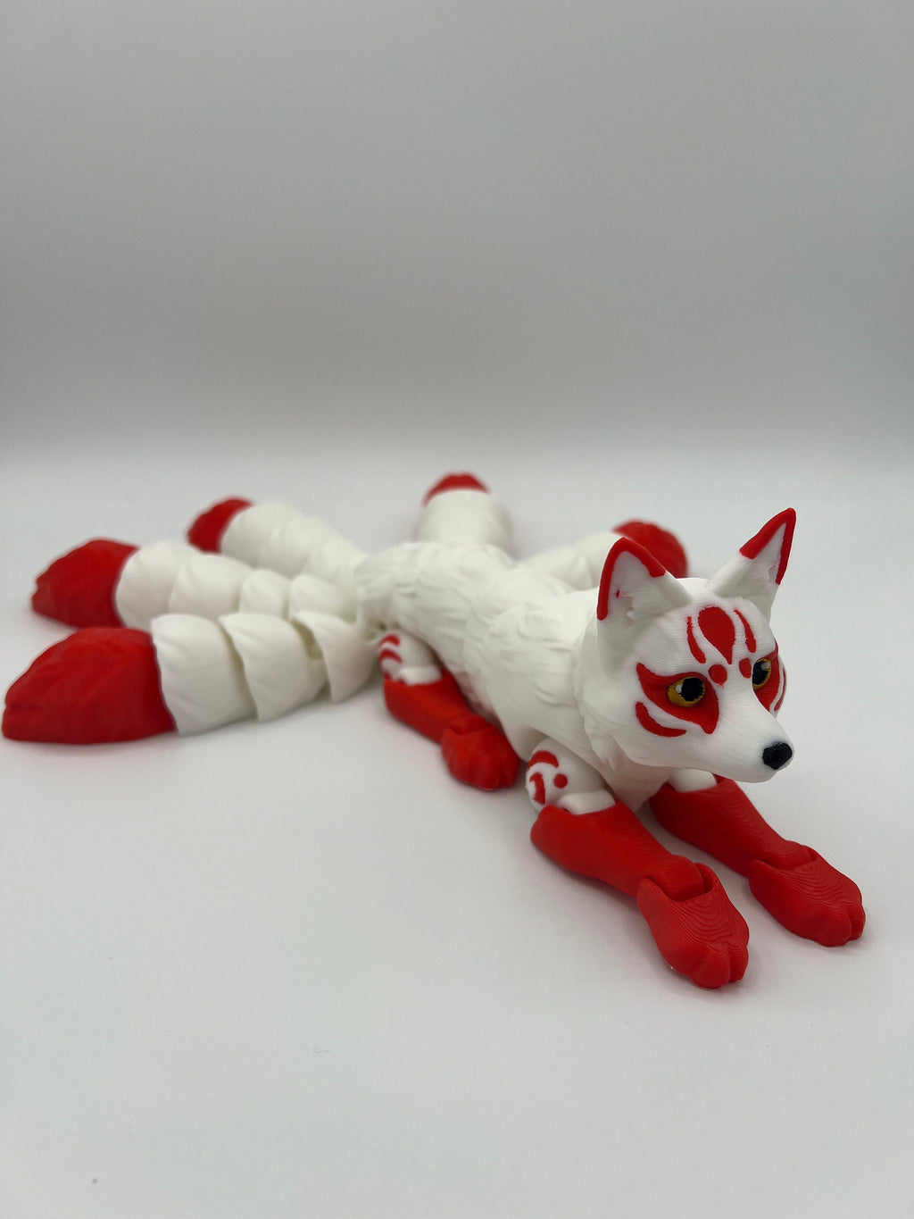 3D Printed Kitsune Figurine: Articulated Flexible Fidget Toy