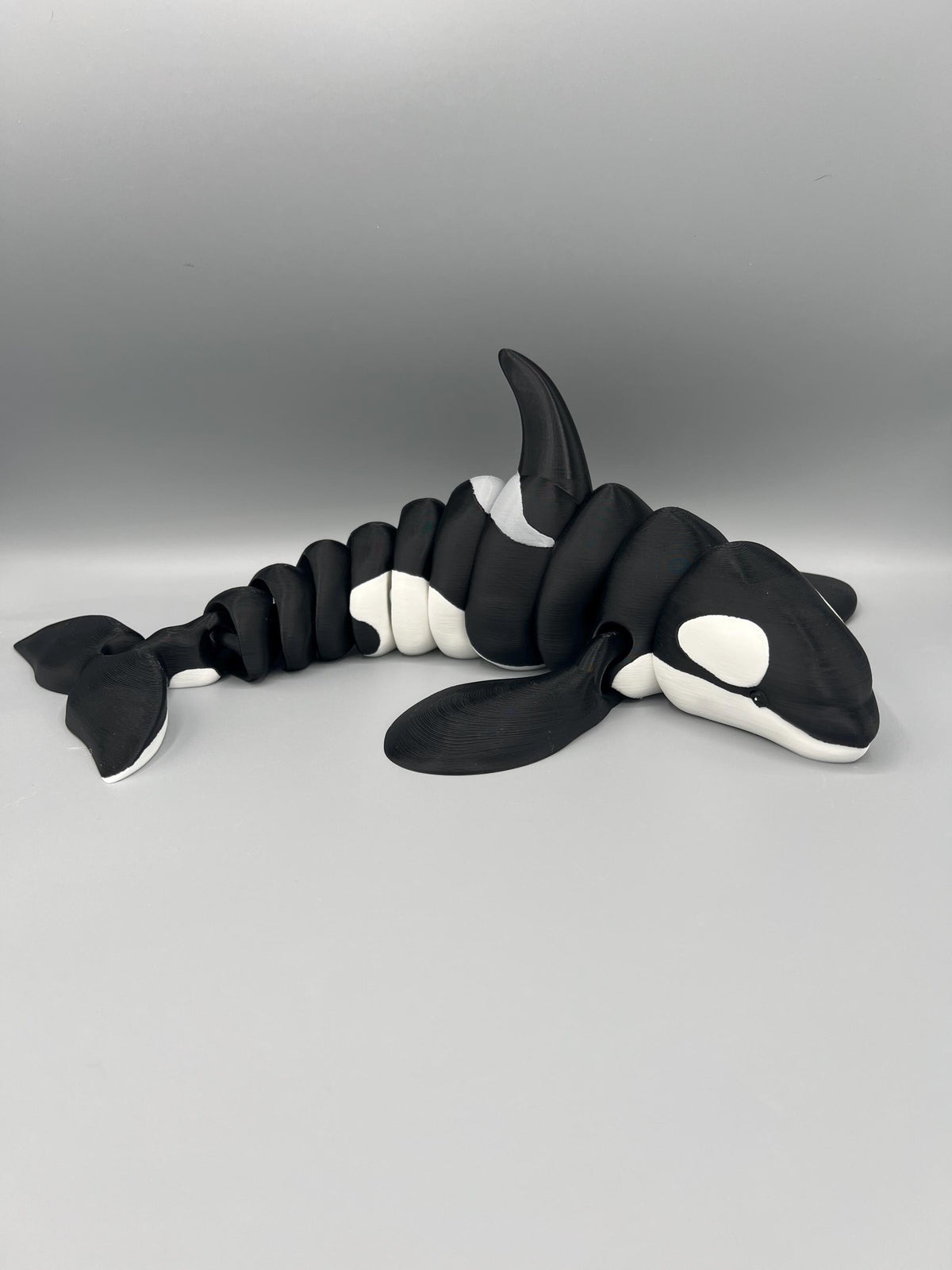 3D Printed Flexi Orca Whale: Articulated Fidget Toy, Custom Colors