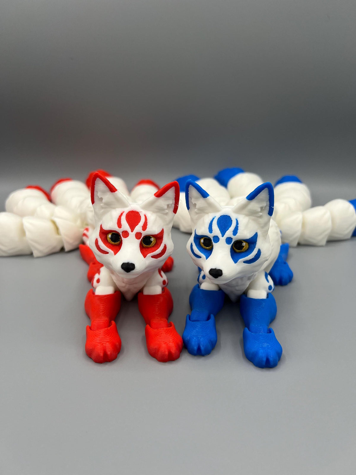 3D Printed Kitsune Figurine: Articulated Flexible Fidget Toy