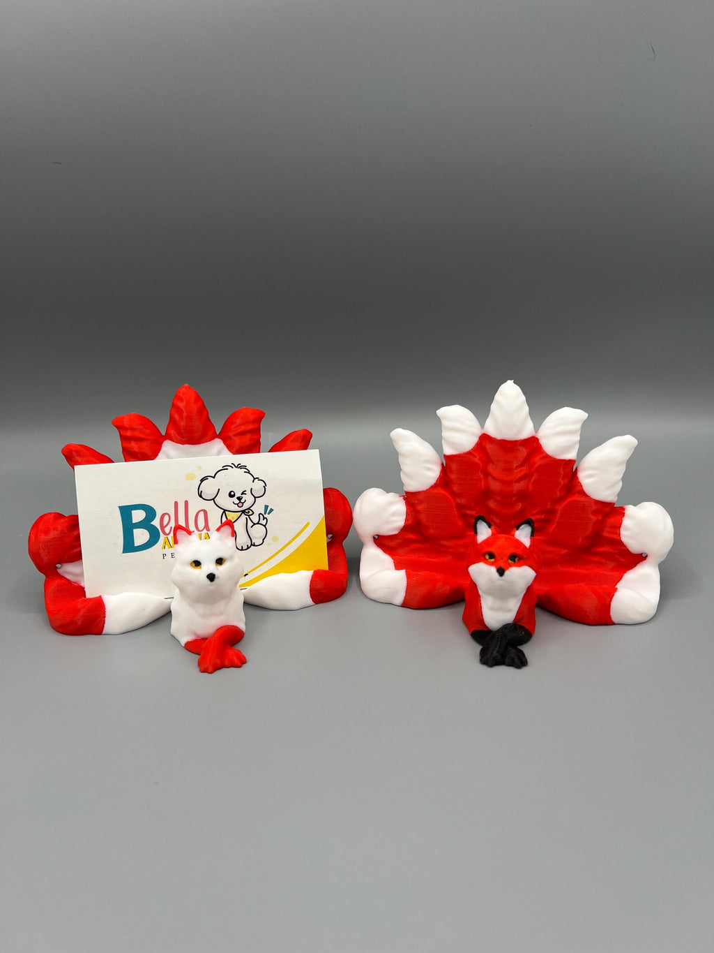 3D Printed Kitsune Fox Business Card Holder: Japanese Desk Decor
