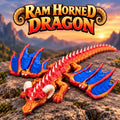 Articulating Ram Horned Dragon: 3D Printed Fidget Toy, 19 Inch Fantasy Decor