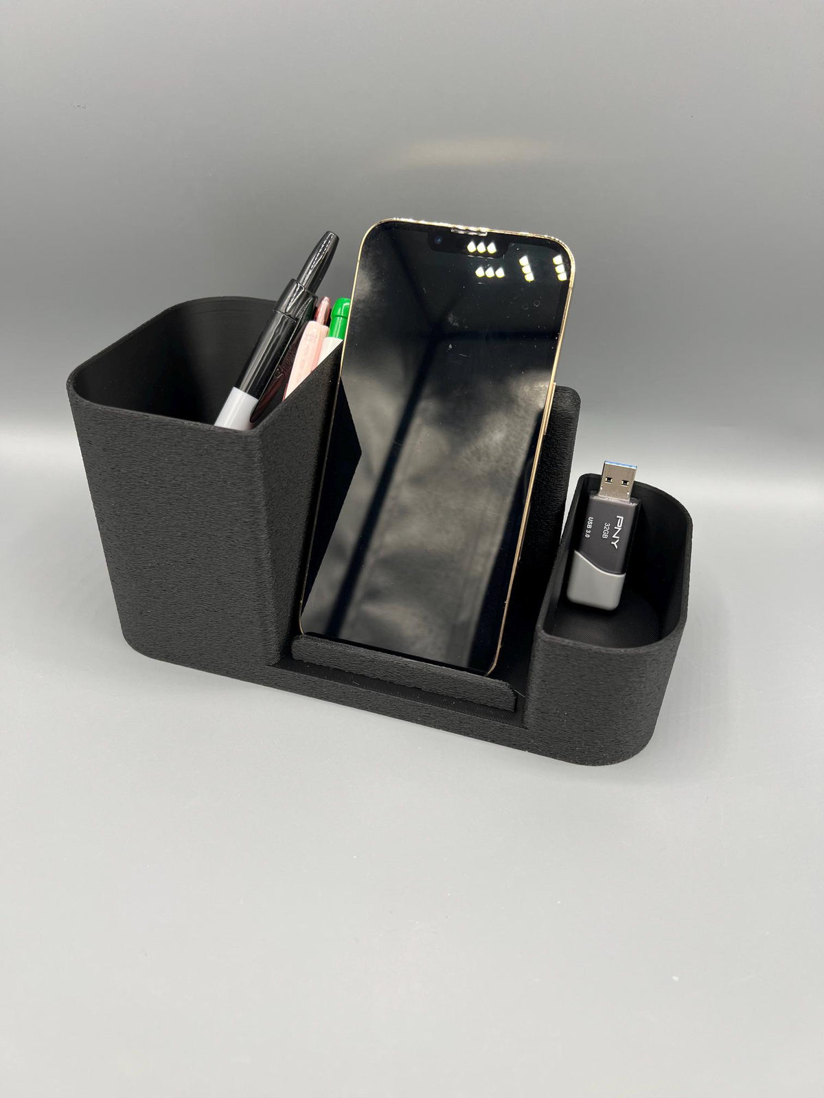 3D Printed Phone Stand Organizer | Desk Accessory with Pen Holder